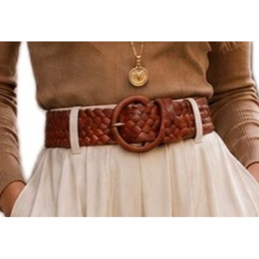 VTG Jockey Woven Leather Belt. Cognac Brown. Women's Size S/M